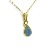0.57 ct. Doublet Opal Pendant Pear Shaped 14K Yellow Gold