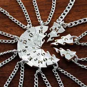 10 Puzzle Piece Silver Necklaces, Hand Cut Silver dollar