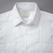 White Broadcloth Long Sleeve Guayabera | 100% Cotton