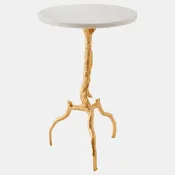 3 Legged Twig Table, Gold Leaf