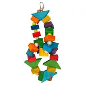 A &amp; E Cages Happy Beaks Blocks &amp; Bead Hanging Wood Rings Bird Toy