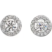 14K Gold Halo-Style Diamond Stud Earrings