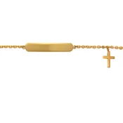 Bracelet- Gold ID with a cross -14K solid