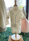 Linen Textured Christening Suit 5642