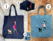 Shopping Woman & Poodle Embroidered Tote Bag