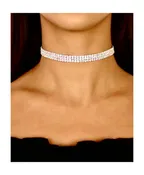 3 row rhinestone stretch choker