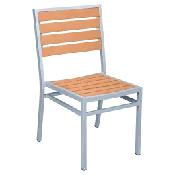 Grey Finish Heavy Duty Patio Chair with Faux Teak