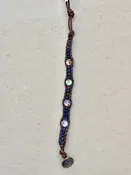 Abalone Shell and Stone Leather Wrap Bracelets