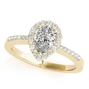 14K Yellow Gold Pear Diamond Halo Engagement Ring
