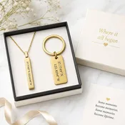 Coordinates Necklace + Keychain Gift Set