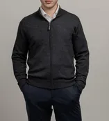 RAFFAELLO FULL ZIP SWEATER IN CHARCOAL