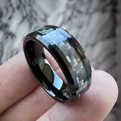 8 mm Black Tungsten Carbide with Carbon Fiber Inlay Model #990