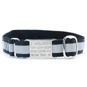 1″ Black Reflective Jingle Free Tag Dog Collar
