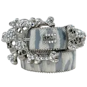 Acid Wash Tiger Stripe Skull Pile White
