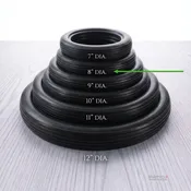 07-308 – 8″ Large Black Vinyl Tire – fits grooved 8″ Outside Diameter Rim