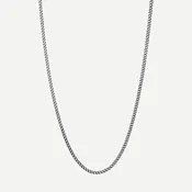 3mm Sterling Silver Cuban Chain Necklace, Oxidized, Brushed, 24in.