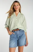 3/4 Sleeve Button Front Woven Top