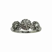 10K White Gold 3/4CTW Diamond 3 Flower Cluster Ring