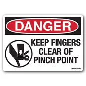 Danger: Keep Fingers Clear Of Pinch Point Safety Label – OSHA Style