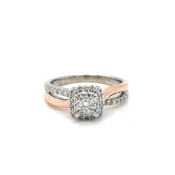 10KTT 0.50CTW ROUND DIAMOND HALO ENGAGEMENT RING I1/H-I 3.9G