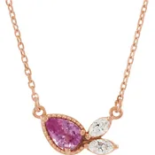 14kt Gold Pink Sapphire and Diamond Necklace