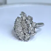 14k White Gold Diamond Cluster Cocktail Ring – Size 5.25