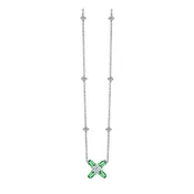 Arch Florale MM Necklace, 18k White Gold with DAVIDOR Arch Cut Green Tourmalines and Brilliant Diamonds