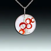 “Alone in the crowd” art glass and sterling silver pendant