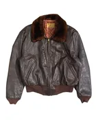 1950s Leather Bomber Flight Jacket – Quilted Lining – Size M – Made in USA