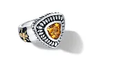 Fleur De Lis Ring with Citrine in Silver and 14K Gold