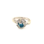 Ladies Blue Diamond Flower Ring