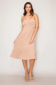 DX46121 | Spaghetti Strap Bow Tie Midi Dress with Ruffle