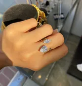 Asymmetric Solitaire Teardrop Floating Ring