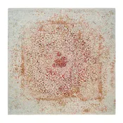 10'1"x10'1" Wool and Silk Hand Knotted Ivory Farsian Design Square Rug R63253