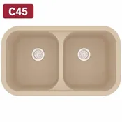 C45 Karran NEWB 31 1/2 X 19 A-350 Newport Bisque Acrylic Undermount Double BOWL