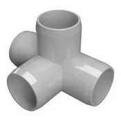 1-1/2 in. 4-Way Tee PVC Fitting, Furniture Grade  - Gray