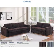 2pcs Brown Sofa & Loveseat
