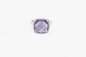 14k White Gold Amethyst and Diamond ring