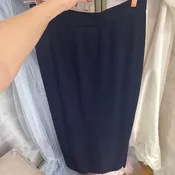 St. John Evening- Navy Ribbed Knit Skirt | Side Slit