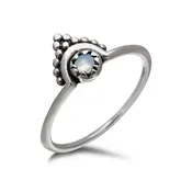 Beaded Boho Moonstone Silver Ring