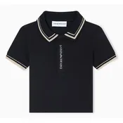 Armani Baby - Baby Boy Short Sleeve Polo Shirt With Piping Detail Navy