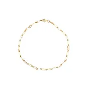10K Tri-Color Gold Diamond-Cut Link Anklet 10"