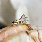 0.96 CTW Diamond Clover Ring in 14K Yellow Gold