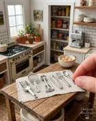1/12 Scale Miniature Cooking Utensils Set for Dollhouse Kitchen