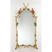 22" x 44.5" Hand Painted Twig & Ivy with Cardinals Mirror
