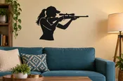 Adult Woman Outdoor Sport Shooter Profile Vinyl Decal - GirlsWithGunsCX011