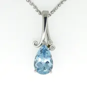 Aquamarine tapered curl pendant
