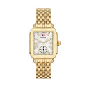 Michele Deco Mid 18K Gold Diamond Dial Watch