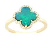 14K Black Opal Clover Ring
