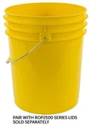 Basco® Rightpail - 5 Gallon Plastic Bucket - Open Head - Metal Handle - Yellow